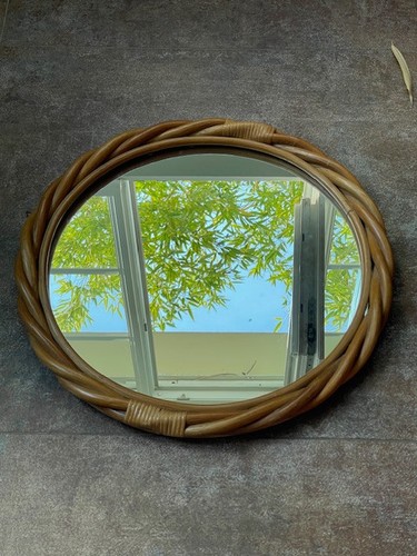 Miroir vintage rotin - miroir,