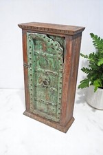 Recyclé en Bois Mural Décoration Meuble Rangement Original Old Vitre Métal Monté