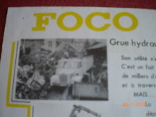 OLD ADVERTISING FLYER HYDRAULIC CRANE ON FOCO truck   