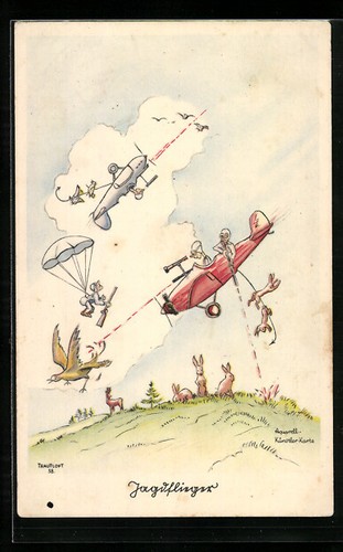 Carte postale artiste pilote - artiste,