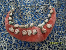 Antique Silk Velvet Rose Button Headband for Doll. Ref 479