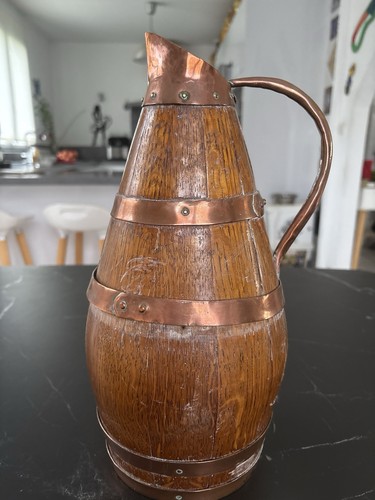 Ancien pichet bois cuivre - ancien, et