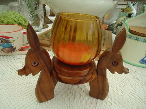 Porte bougie biches bois - bougie,