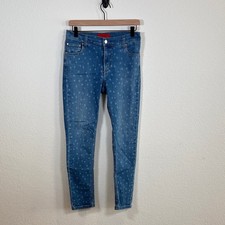 Carolina Herrera Blue Patterned Polka Dot Skinny Jeans 6