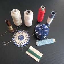 9 Spool Cotton Yarn Scotland Linen Crochet Knitting Sewing White Blue Green Red N5481