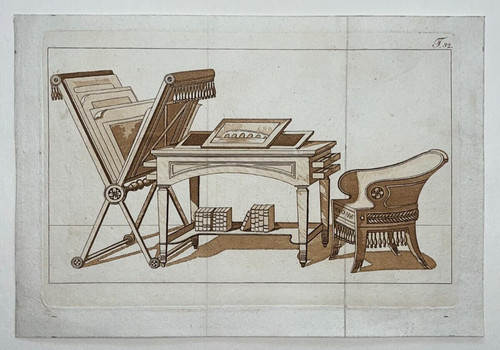 Bureau acajou gravure - acajou, mobilier