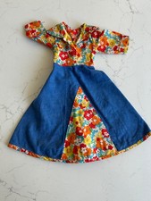 Vintage Blue Flower Dress for Cathie Bella Doll, Dolly Gégé or Other