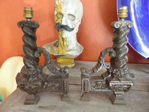 Superbe paire lampes - paire, chenets