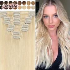8A Clip In Extensions, 100% Real Remy Human Hair 8PCS Hairpiece Full Head 24Inch