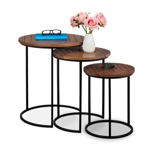 Lot tables rondes en bois - de,