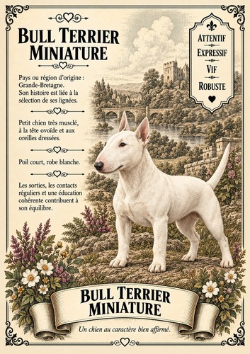 Affiche bull terrier - a4,