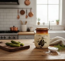 Vintage Ceramic Pickle Pot, French Kitchen Storage Pot
