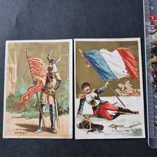 2 Gold Chromos Flag Oriflamme Child Prodigal Angers 19th Century Gilded Scrap 19thC