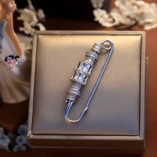 Broche Argenté Trombone Serti