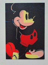 Carte postale originale sérigraphiée signée à la main Andy Warhol Mickey Mous...
