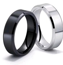 Bague Noire Acier Inoxydable Homme/Femme | Anneau Mat Haute Qualité Mariage