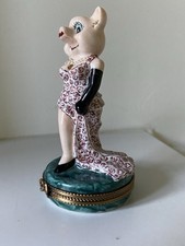 Boîte En Porcelaine De Limoges Rochard Haute Couture Dame Cochon