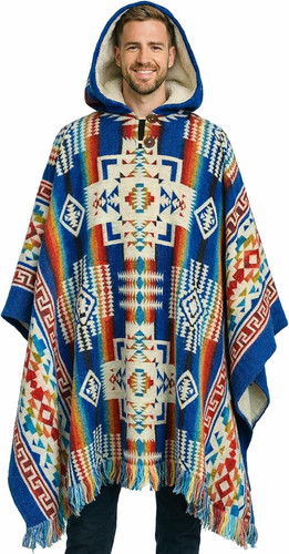 Alpaca mens poncho with - alpaca,