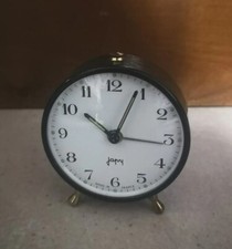 Vintage Petit Réveil JAPY Mécanique Métal Noir Fonctionnel Réveille Matin 6 cm