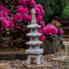 Pagode jap. Lanterne en pierre sculpture en pierre 93 cm 38 kg gris béton bla...