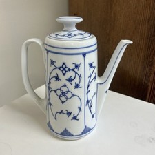 Vintage Bavaria Winterling Blue & White Strawflower Coffee Pot 9.5” tall