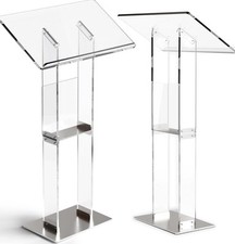 Portable Podium Stand Acrylic Clear Transparent 50” Height - Acryluxe Design