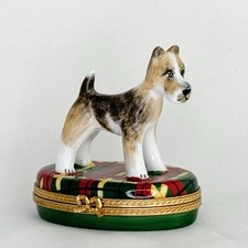 Limoges Porcelain Wire Fox Terrier Dog, Limited Edition, Limoges, France