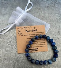 LAPIS LAZULI Bracelet Stretch Fit Handmade +Gift Bag & Card Crystal Gemstone 8mm