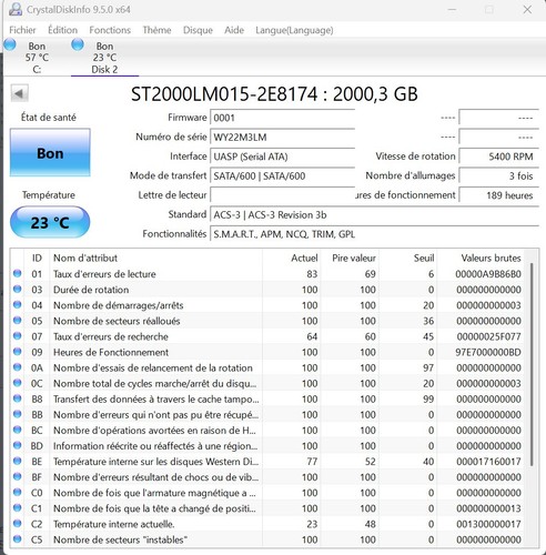 Disque dur interne 2tb - dur, 2.5"