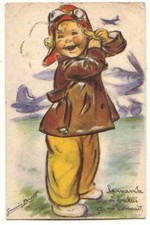 Illustrator - G. Bouret - Le manche à broomai ça m'connait - Card with decoration