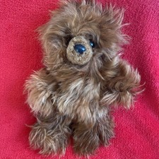 🇫🇷 Magnifique Peluche Doudou Chien Marron Roux Poils Longs Soyeux Mohair 20 Cm