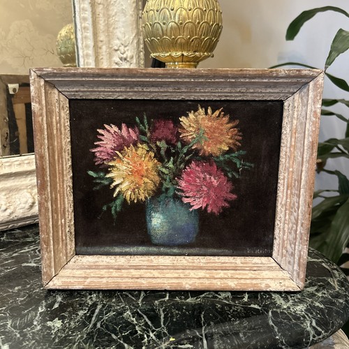 Tableau huile sur tissu ancien - tableau,