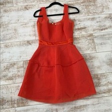 Maje Bright Red Waffle Puff Skirt Sexy Dress in Size 1
