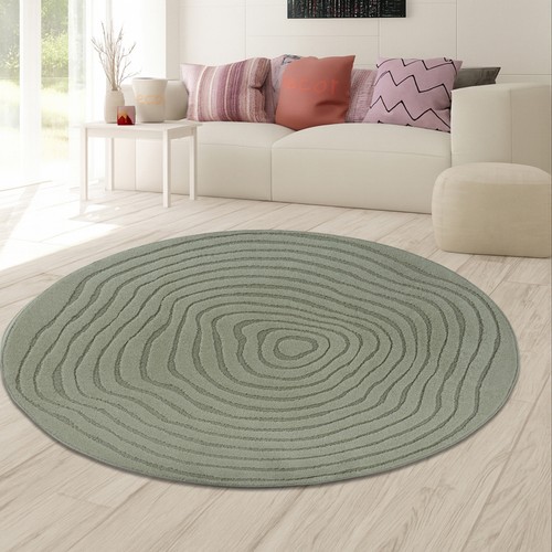 Tapis rond vert motif - , vagues
