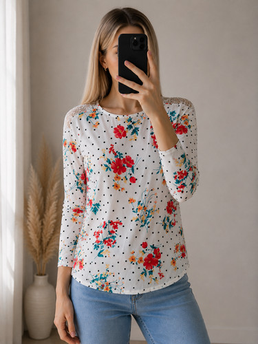 Blouse femme fleurie pois - fleurie,