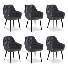 Chaise Salle à Manger Lot de 6 Chaises Cuisine Velours Gris Fauteuil Homestyle4u