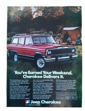 1980 Red Jeep Cherokee Chief 4x4 Photo Family Camping Pic Vintage Print Ad