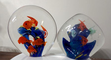 Art Glass Murano?- Red Fish Coral Reef Ocean Sea Aquarium Glass Paperweight
