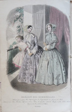 GRAVURE DE MODE COULEUR  XIX°