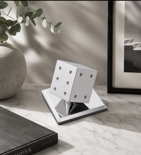 Chrome dice paperweight style - paperweight,