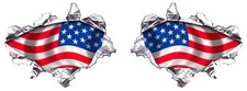2 X DRAPEAU USA METAL DECHIRE
