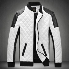 ??️ Manteau Sport Homme en Simili Cuir Blanc & Noir - Style Biker ?