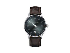 Montre Automatique Meistersinger Pangaea Date, 40 mm, Noir, Cuir, PMD907D