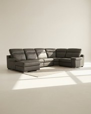 Canapé en cuir gris Cuir