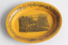 Petit plateau tôle lithographie Chien de chasse XIXe siècle (67378)