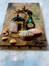 S.Vassileva Beautiful 3D Wall Plaque ?HUILES ESSENTIELLES BAIN MOA 4”x 6” Rare!