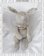 Doudou Peluche Chien Fifi Gris Taupe Et Bleu Foulard Gris Rond Blanc Dimpel 2001