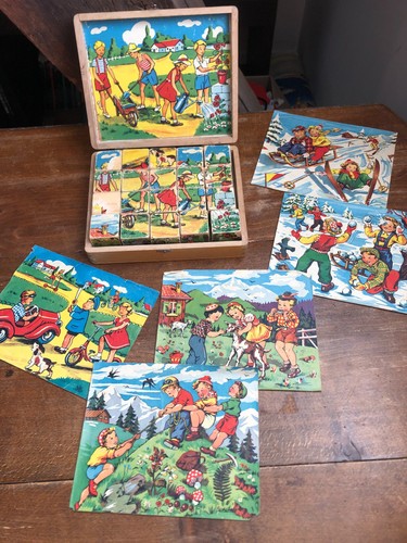 Puzzle cube bois - bois, vintage
