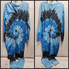 Tie Dye Thermal One Piece Long John Waffle Knit Pajamas #followme Womens Medium 