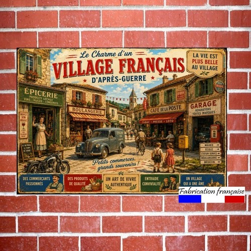 Plaque métal vintage - , village